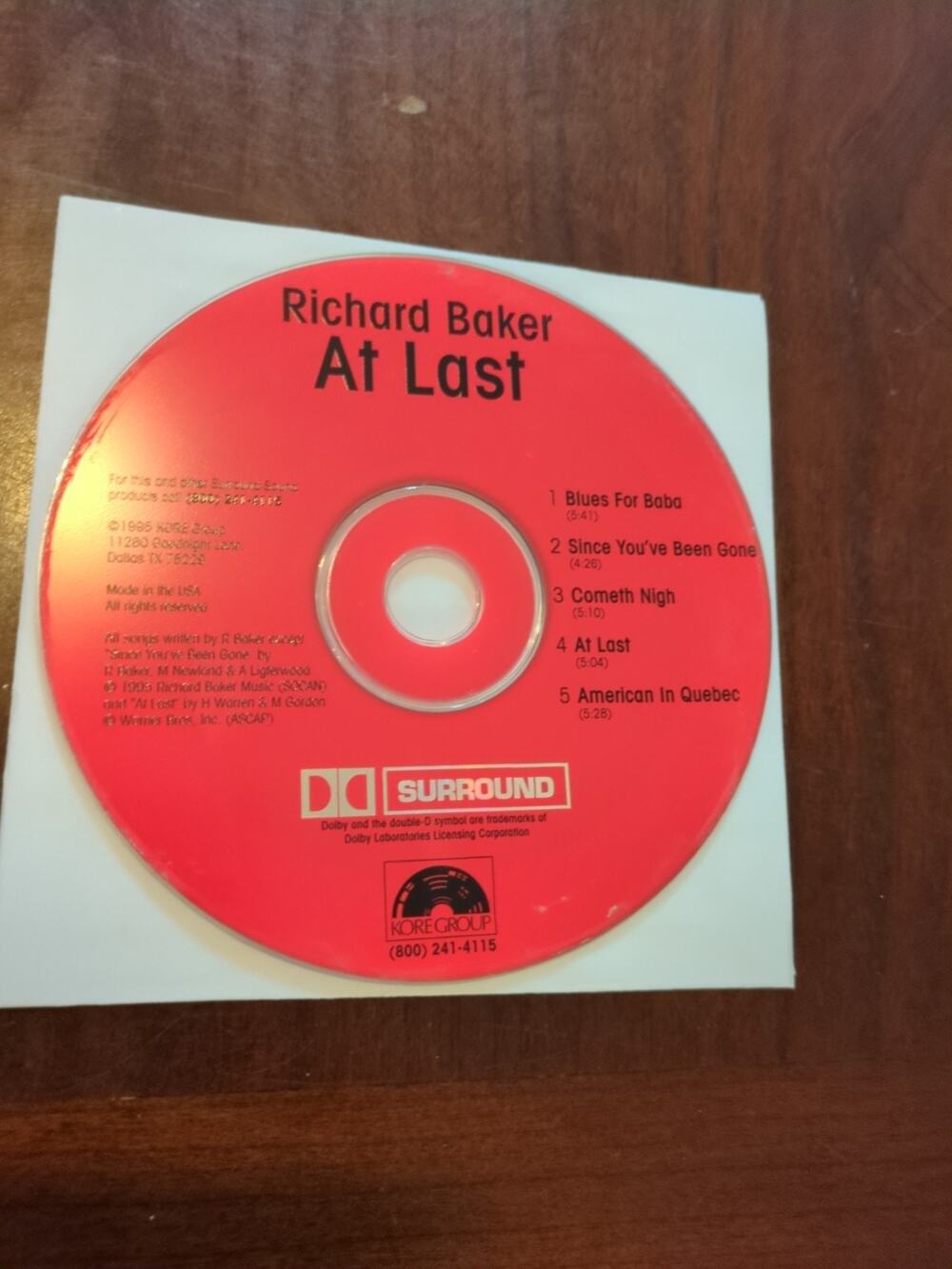 Richard Baker at last 1995 CD disc only